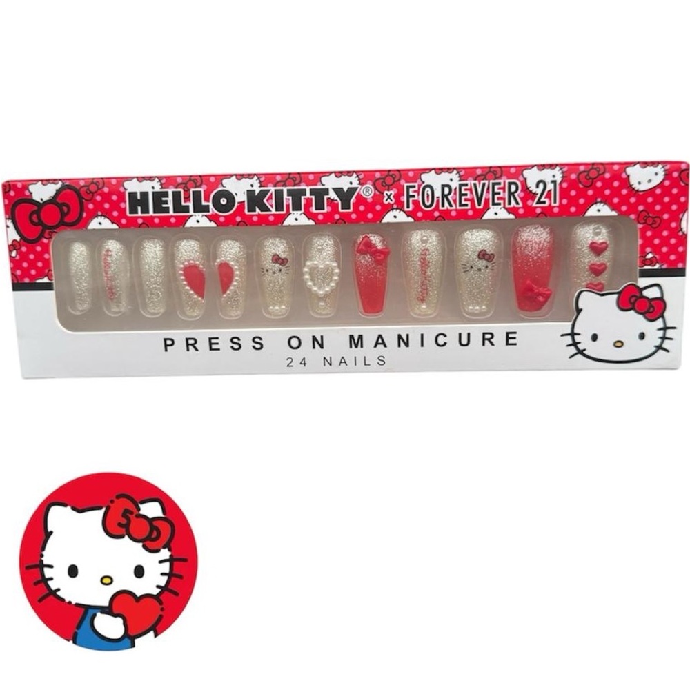 Hello Kitty Glitter Red Press On Nails 24 pieces by Sanrio x Forever 21